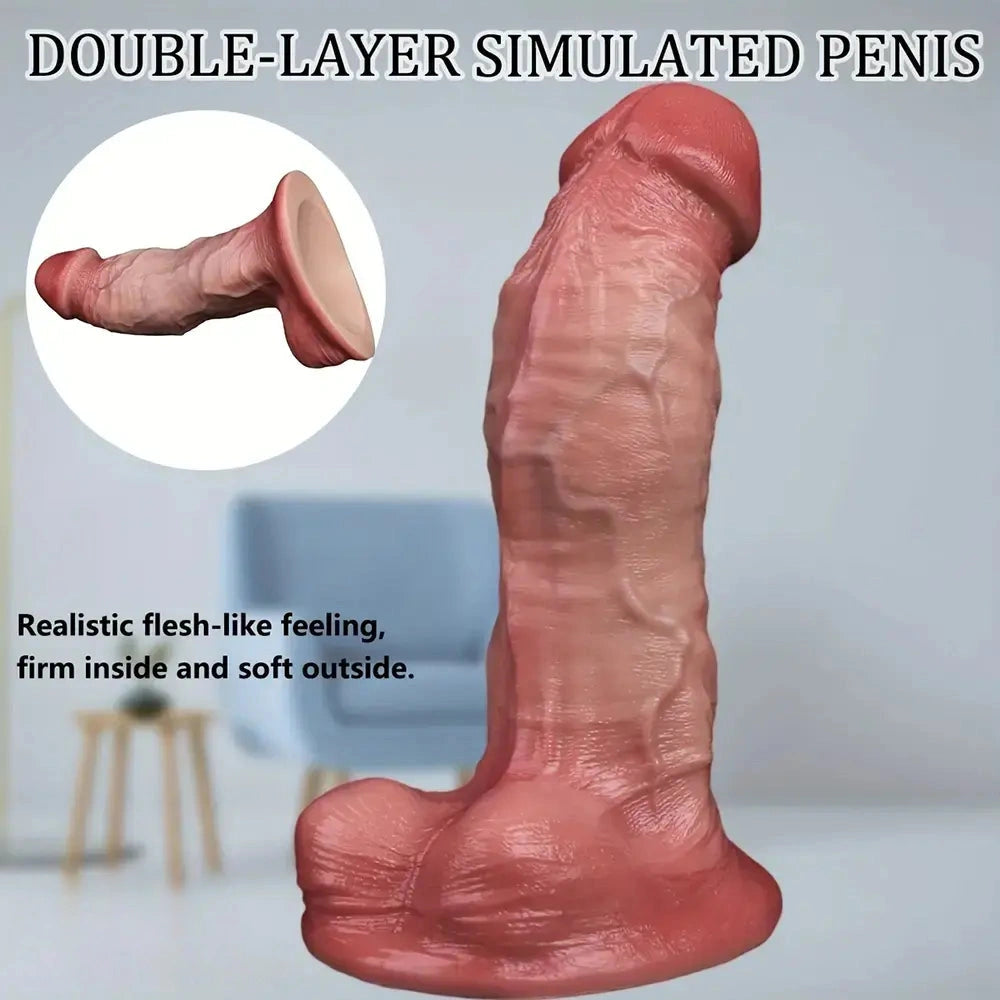 6.3in Soft Curly Liquid Silicone Realistic Double-Layered Massage Stick Dildo