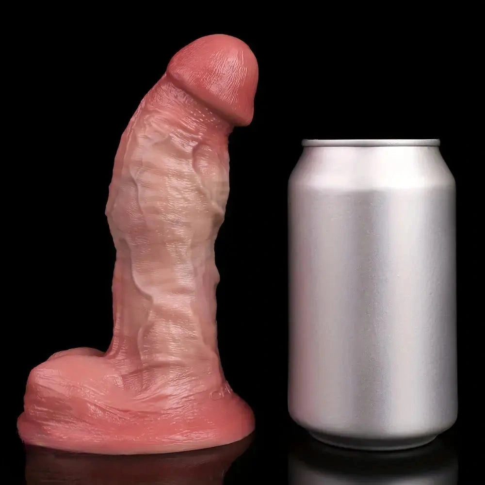 6.3in Soft Curly Liquid Silicone Realistic Double-Layered Massage Stick Dildo