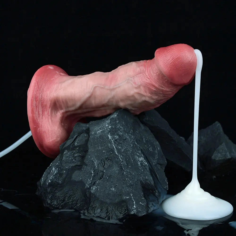 6.3in Unisex Masturbation Stick Dual Density Silicone Ejaculating Dildo