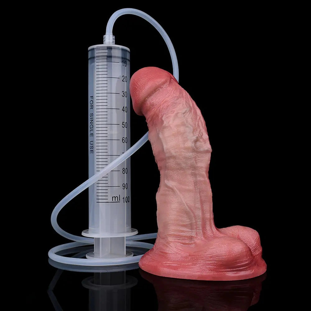 6.3in Unisex Masturbation Stick Dual Density Silicone Ejaculating Dildo