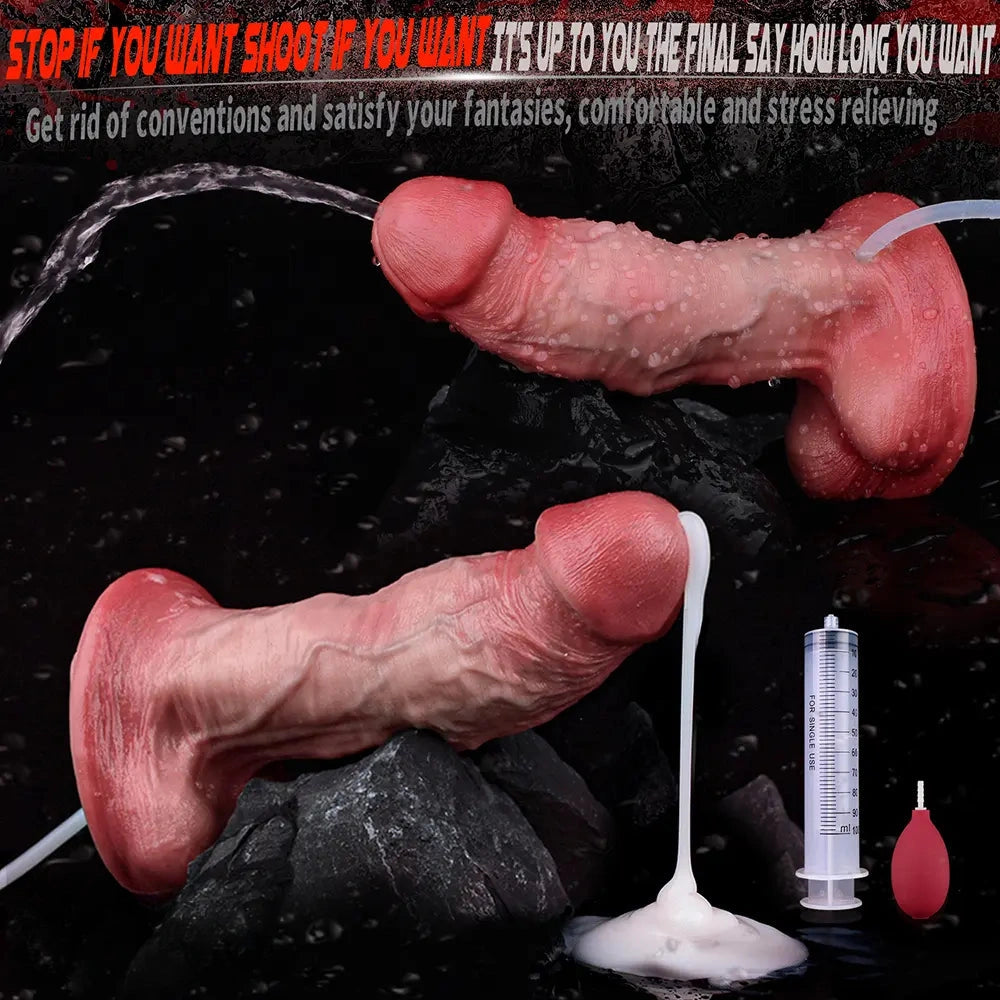 6.3in Unisex Masturbation Stick Dual Density Silicone Ejaculating Dildo