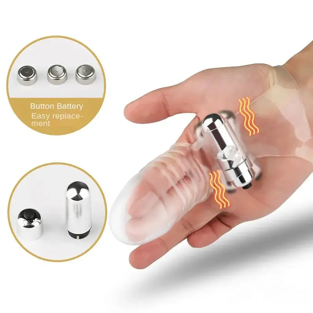 6.3in Vibrating Middle Finger Sleeve Cock Soft Jelly Crystal Dildo