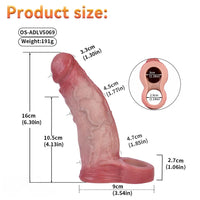 6.3in Vibrating Realistic Remote Silicone Hollow Dildo Sleeve Cock Extender