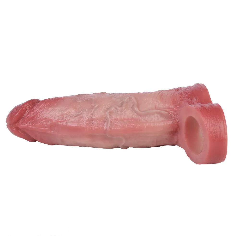 6.3in Vibrating Realistic Remote Silicone Hollow Dildo Sleeve Cock Extender