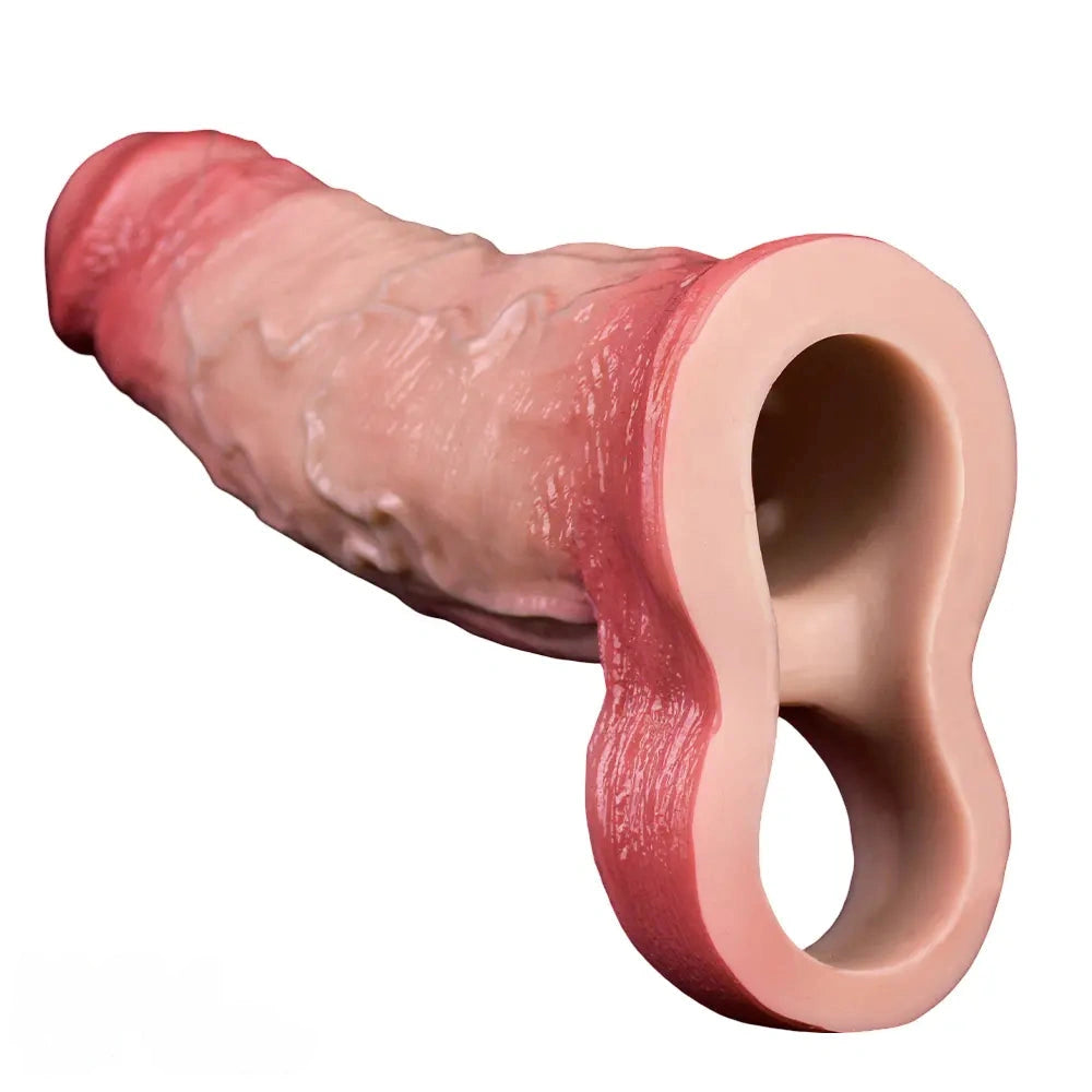 6.3in Vibrating Realistic Remote Silicone Hollow Dildo Sleeve Cock Extender