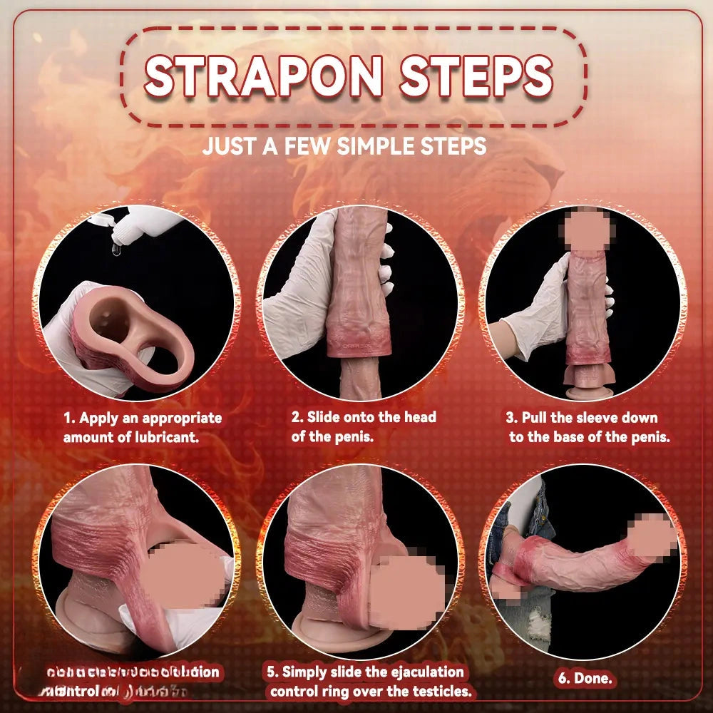 6.3in Vibrating Realistic Remote Silicone Hollow Dildo Sleeve Cock Extender