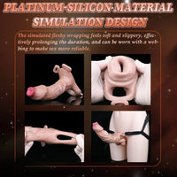 6.41in Lifelike Uncut Strap on Penis Extender Cock Sleeve Dildo For Anus