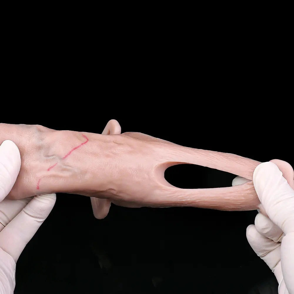 6.41in Lifelike Uncut Strap on Penis Extender Cock Sleeve Dildo For Anus