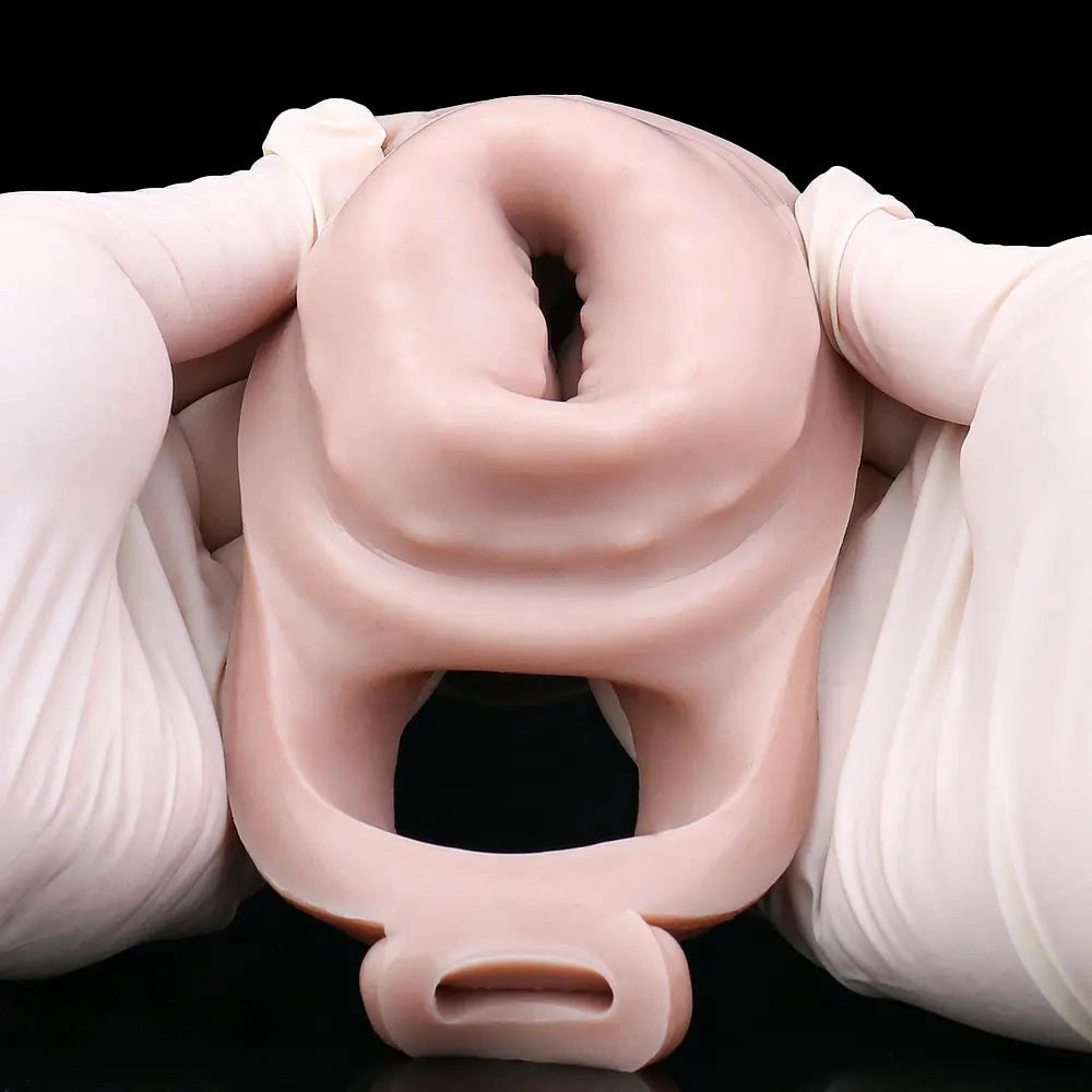 6.41in Lifelike Uncut Strap on Penis Extender Cock Sleeve Dildo For Anus