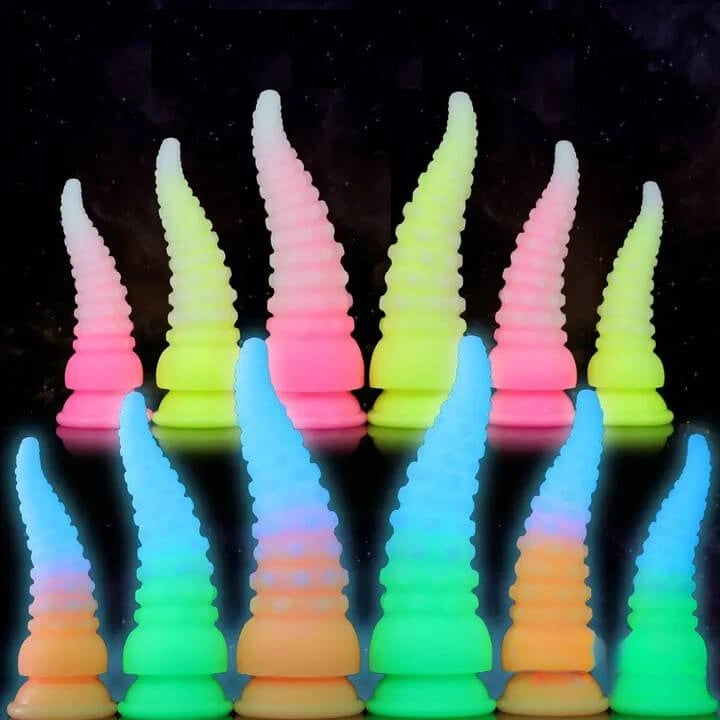 6.42in 7.48in 8.66in Fluorescent Octopus Tentacle Soft Dildo For Men Women