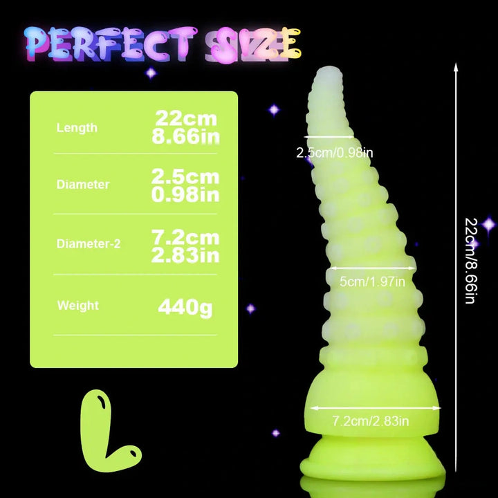 6.42in 7.48in 8.66in Fluorescent Octopus Tentacle Soft Dildo For Men Women