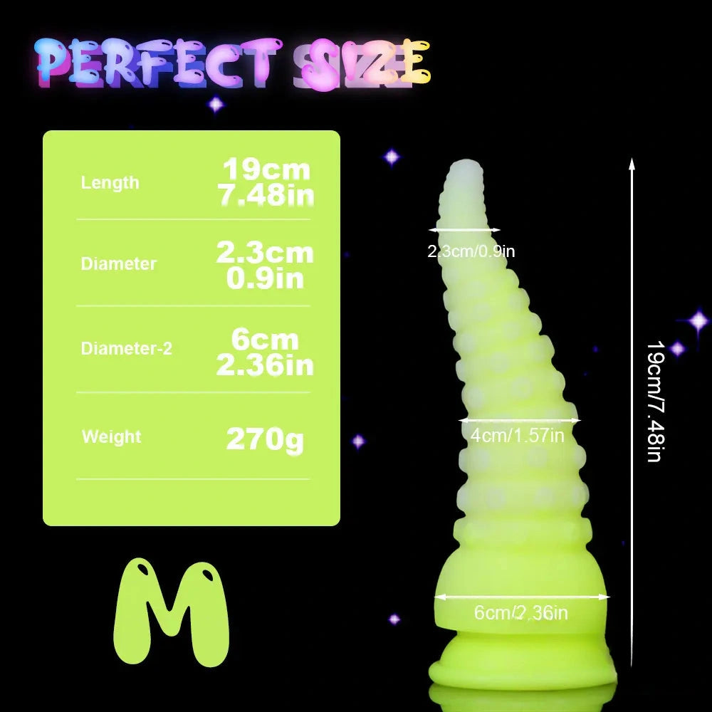 6.42in 7.48in 8.66in Fluorescent Octopus Tentacle Soft Dildo For Men Women