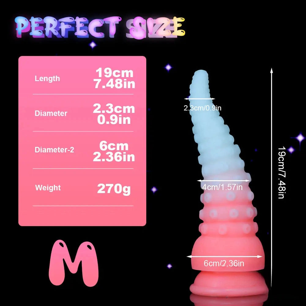 6.42in 7.48in 8.66in Fluorescent Octopus Tentacle Soft Dildo For Men Women