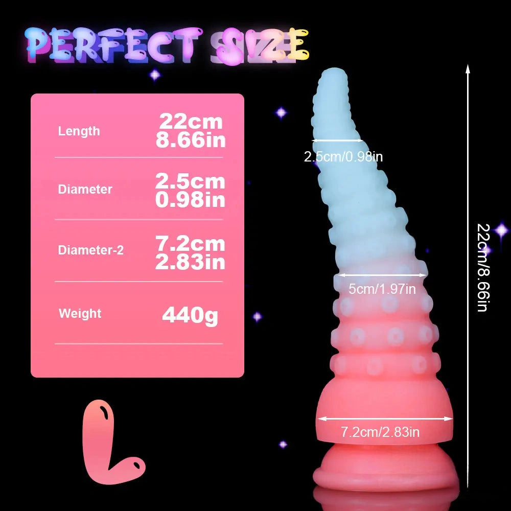 6.42in 7.48in 8.66in Fluorescent Octopus Tentacle Soft Dildo For Men Women