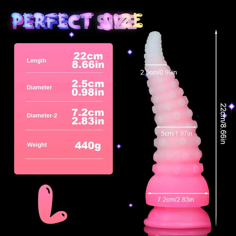 6.42in 7.48in 8.66in Fluorescent Octopus Tentacle Soft Dildo For Men Women