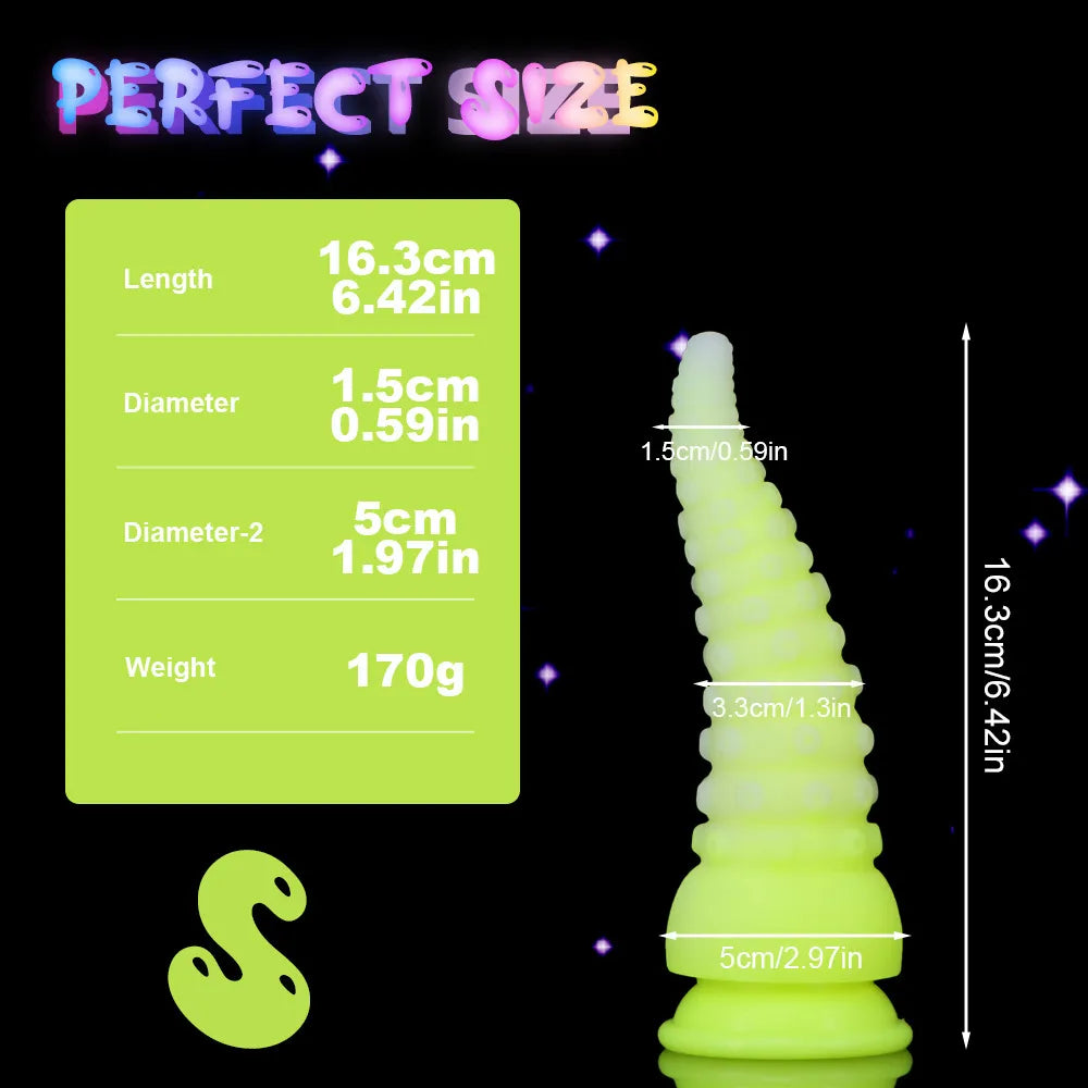 6.42in 7.48in 8.66in Fluorescent Octopus Tentacle Soft Dildo For Men Women