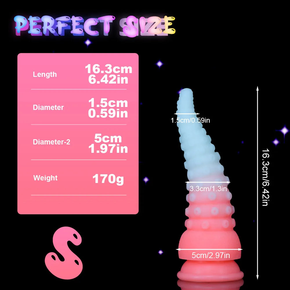 6.42in 7.48in 8.66in Fluorescent Octopus Tentacle Soft Dildo For Men Women