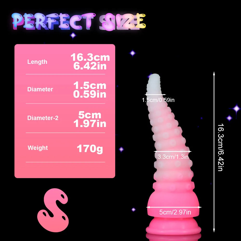 6.42in 7.48in 8.66in Fluorescent Octopus Tentacle Soft Dildo For Men Women