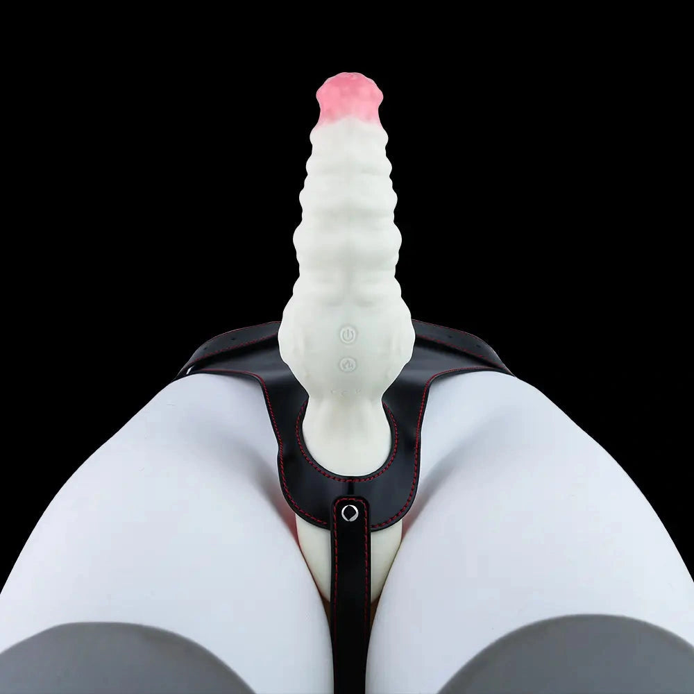 6.42in Monster Fantasy Wearable Strap on Vibrating Liquid Silicone Dildo