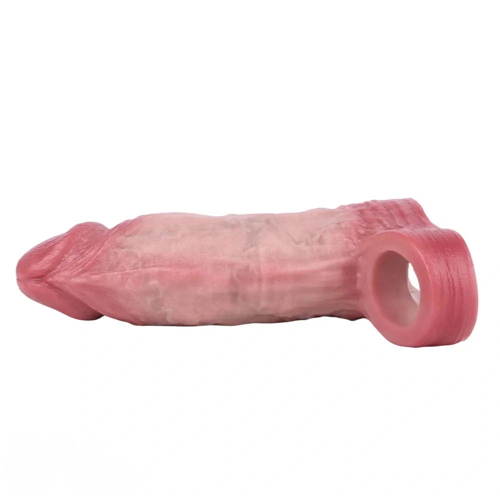 6.46in Simulated Genitals Blue Veins Hollow Cock Sleeve With Cock Ring