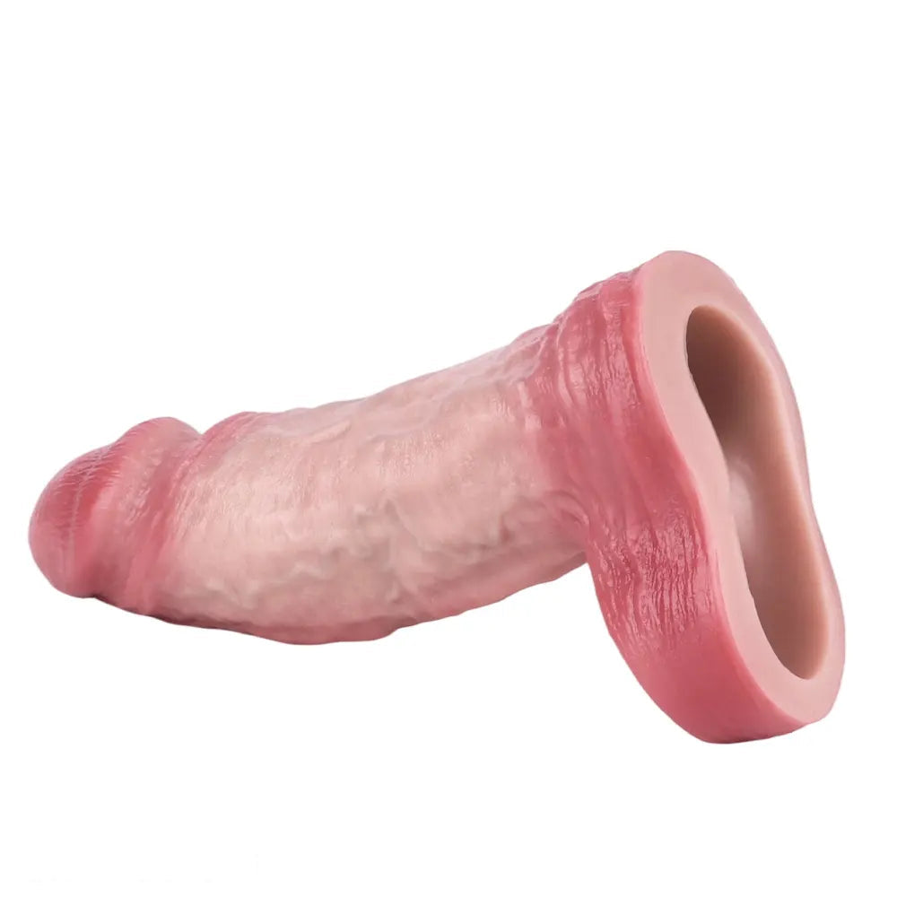 6.46in Simulated Genitals Blue Veins Hollow Cock Sleeve With Cock Ring
