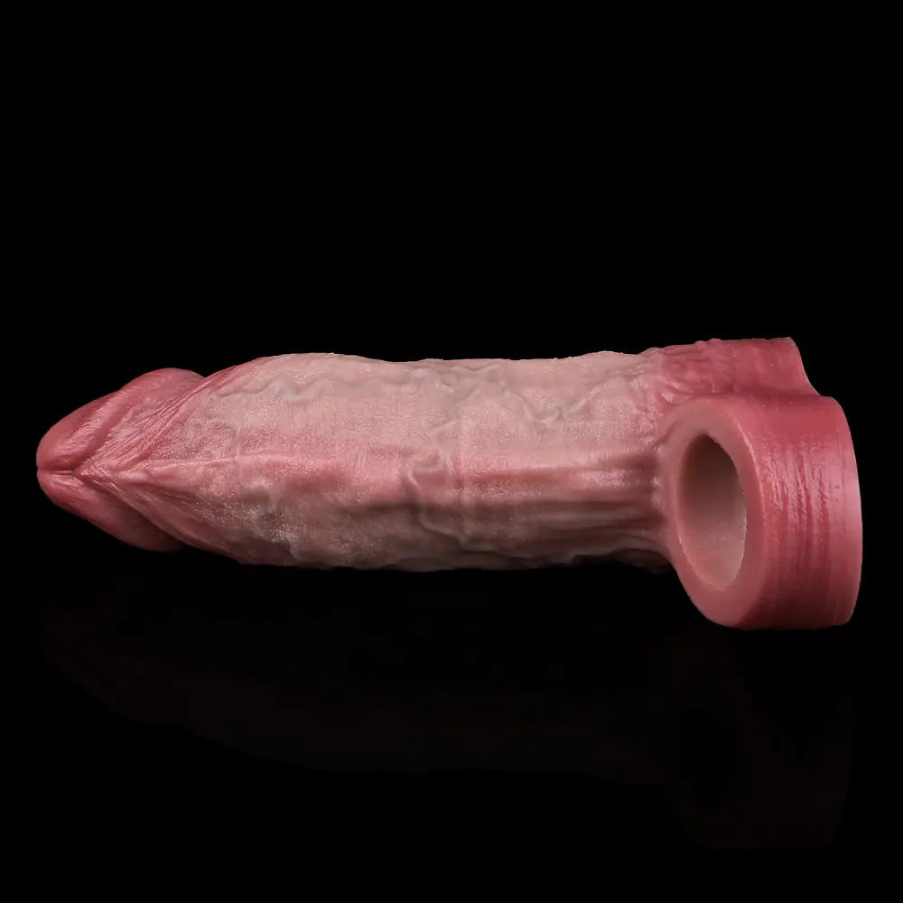 6.46in Simulated Genitals Blue Veins Hollow Cock Sleeve With Cock Ring