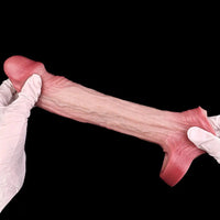 6.46in Simulated Genitals Blue Veins Hollow Cock Sleeve With Cock Ring