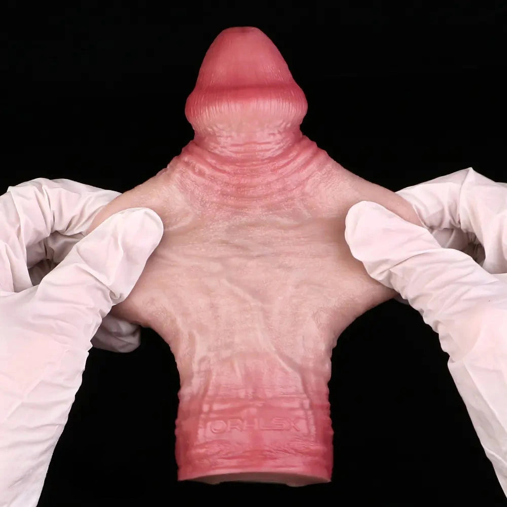6.46in Simulated Genitals Blue Veins Hollow Cock Sleeve With Cock Ring