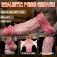 6.46in Simulated Genitals Blue Veins Hollow Cock Sleeve With Cock Ring