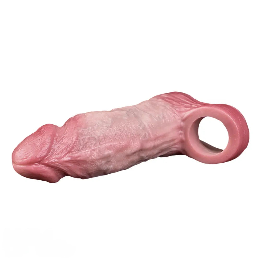 6.46in Simulated Genitals Blue Veins Hollow Cock Sleeve With Cock Ring