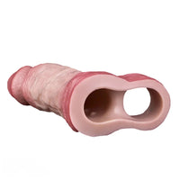 6.46in Simulated Genitals Blue Veins Hollow Cock Sleeve With Cock Ring