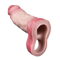6.46in Simulated Genitals Blue Veins Hollow Cock Sleeve With Cock Ring
