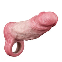 6.46in Simulated Genitals Blue Veins Hollow Cock Sleeve With Cock Ring