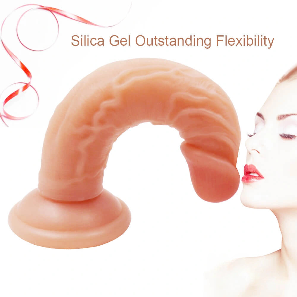 6.49 Soft Flexible Silicone Elastic Dildo Women Toy With Sucker