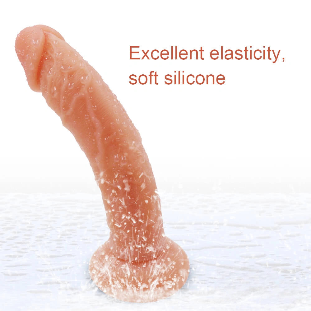 6.49 Soft Flexible Silicone Elastic Dildo Women Toy With Sucker
