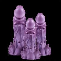 6.49in 7.67in 8.85in Purple Monster Big Flexible Barbed Alien Dildo