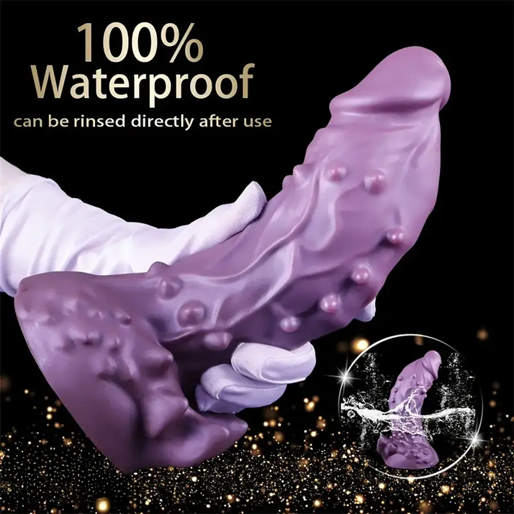 6.49in 7.67in 8.85in Purple Monster Big Flexible Barbed Alien Dildo