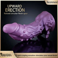 6.49in 7.67in 8.85in Purple Monster Big Flexible Barbed Alien Dildo