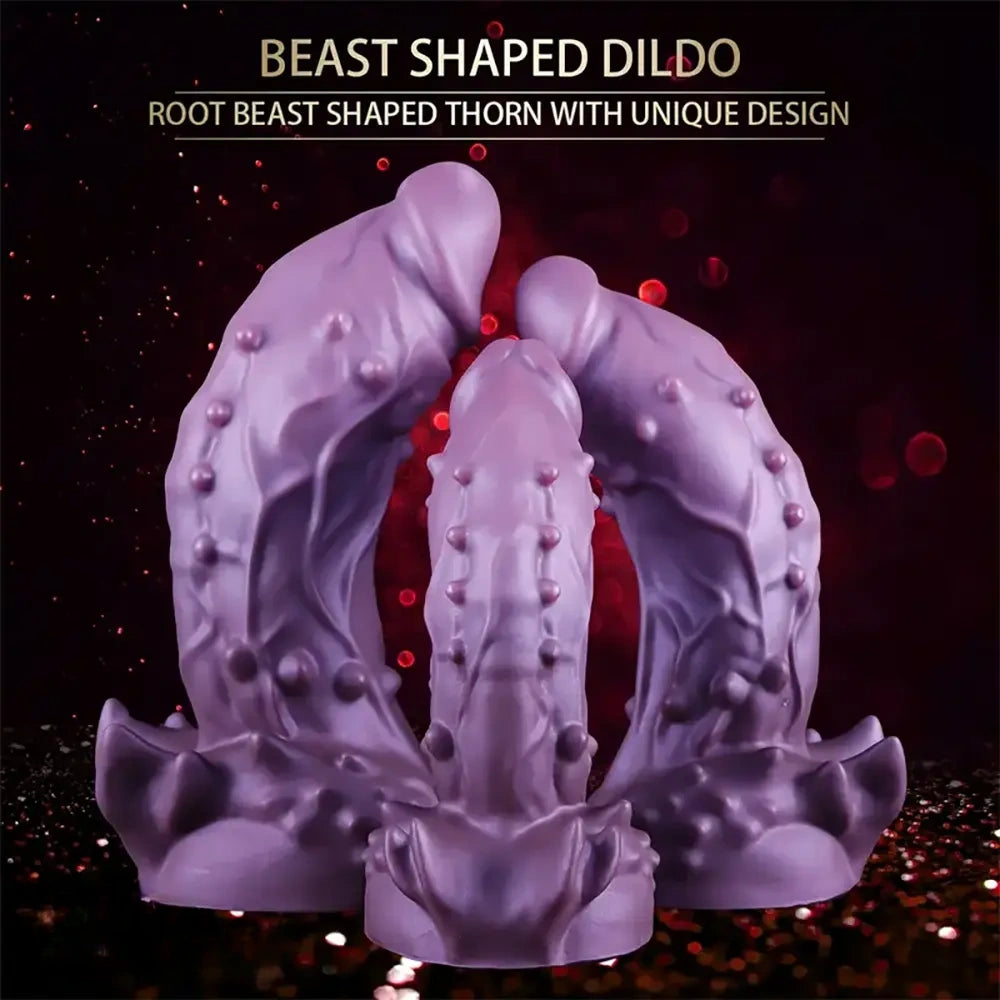 6.49in 7.67in 8.85in Purple Monster Big Flexible Barbed Alien Dildo