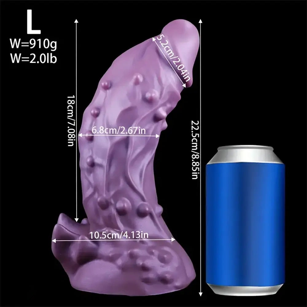 6.49in 7.67in 8.85in Purple Monster Big Flexible Barbed Alien Dildo