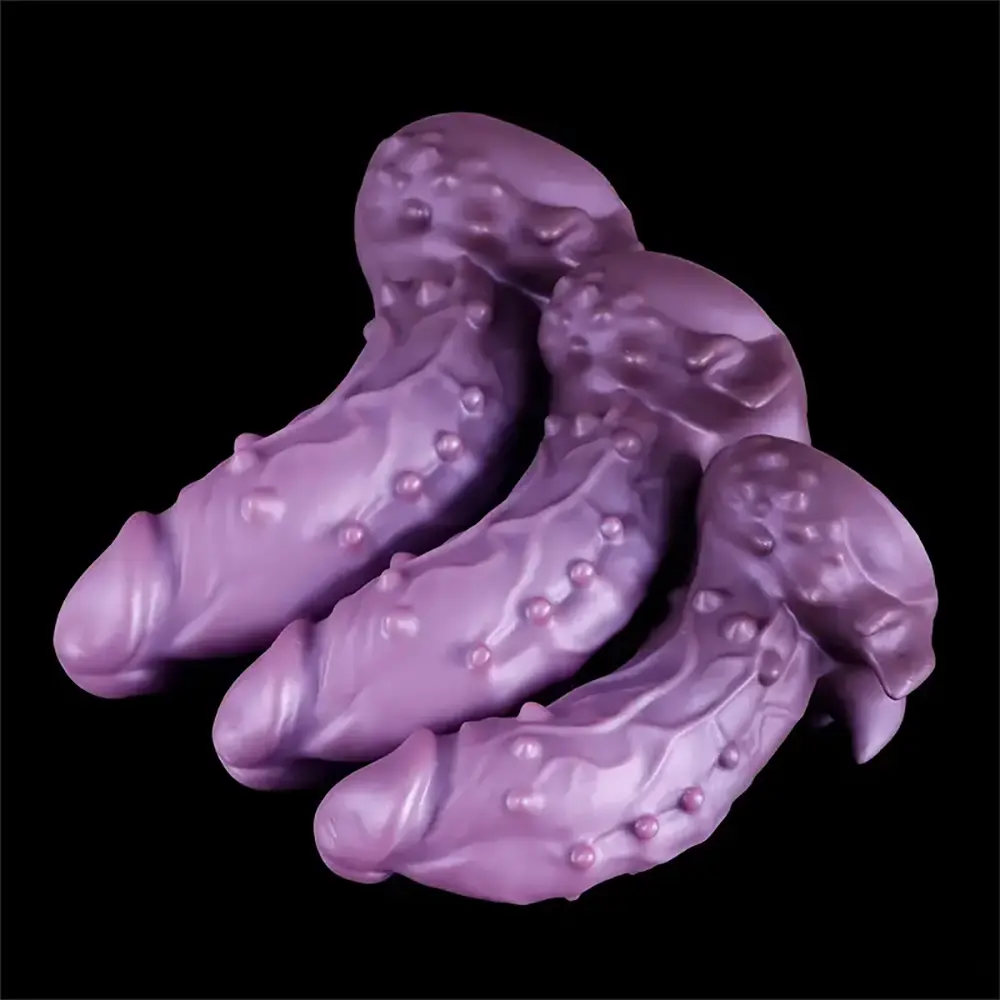 6.49in 7.67in 8.85in Purple Monster Big Flexible Barbed Alien Dildo