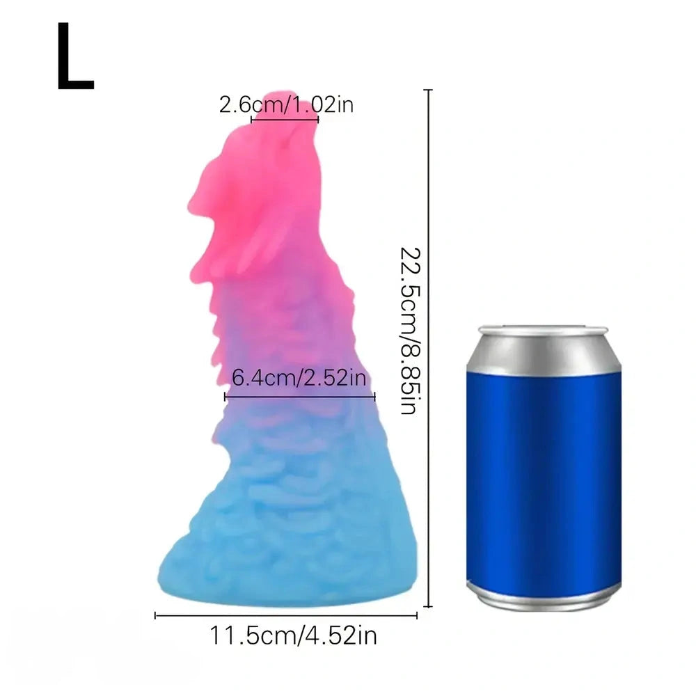 6.49in 7.67in 8.85in Special-Shaped Mixed Color Faucet Penis Dragon Dildo