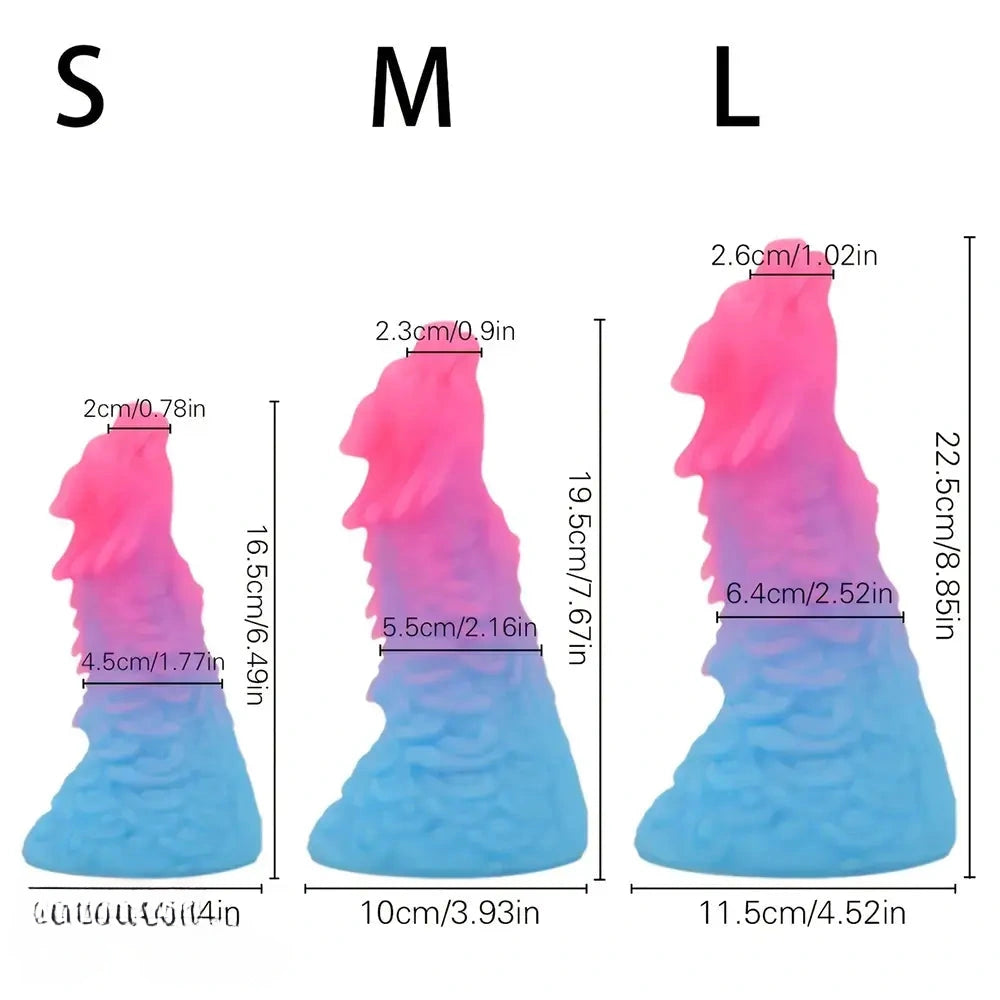 6.49in 7.67in 8.85in Special-Shaped Mixed Color Faucet Penis Dragon Dildo