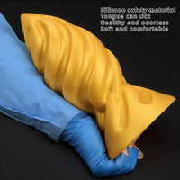 6.49in 7.67in 9.05in 9.84in Golden Silicone Spiral Thread Masturbation Dildo