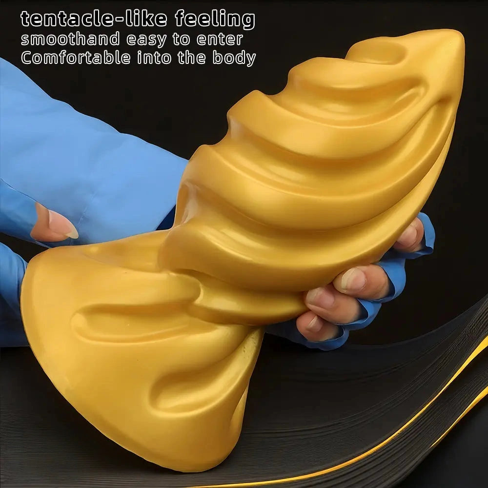6.49in 7.67in 9.05in 9.84in Golden Silicone Spiral Thread Masturbation Dildo