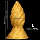 6.49in 7.67in 9.05in 9.84in Golden Silicone Spiral Thread Masturbation Dildo