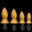 6.49in 7.67in 9.05in 9.84in Golden Silicone Spiral Thread Masturbation Dildo