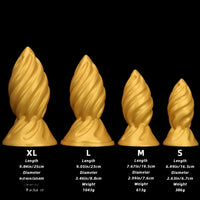 6.49in 7.67in 9.05in 9.84in Golden Silicone Spiral Thread Masturbation Dildo
