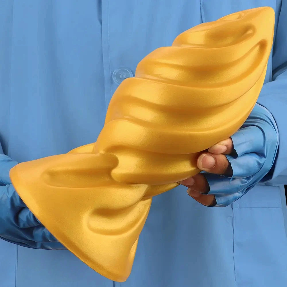 6.49in 7.67in 9.05in 9.84in Golden Silicone Spiral Thread Masturbation Dildo
