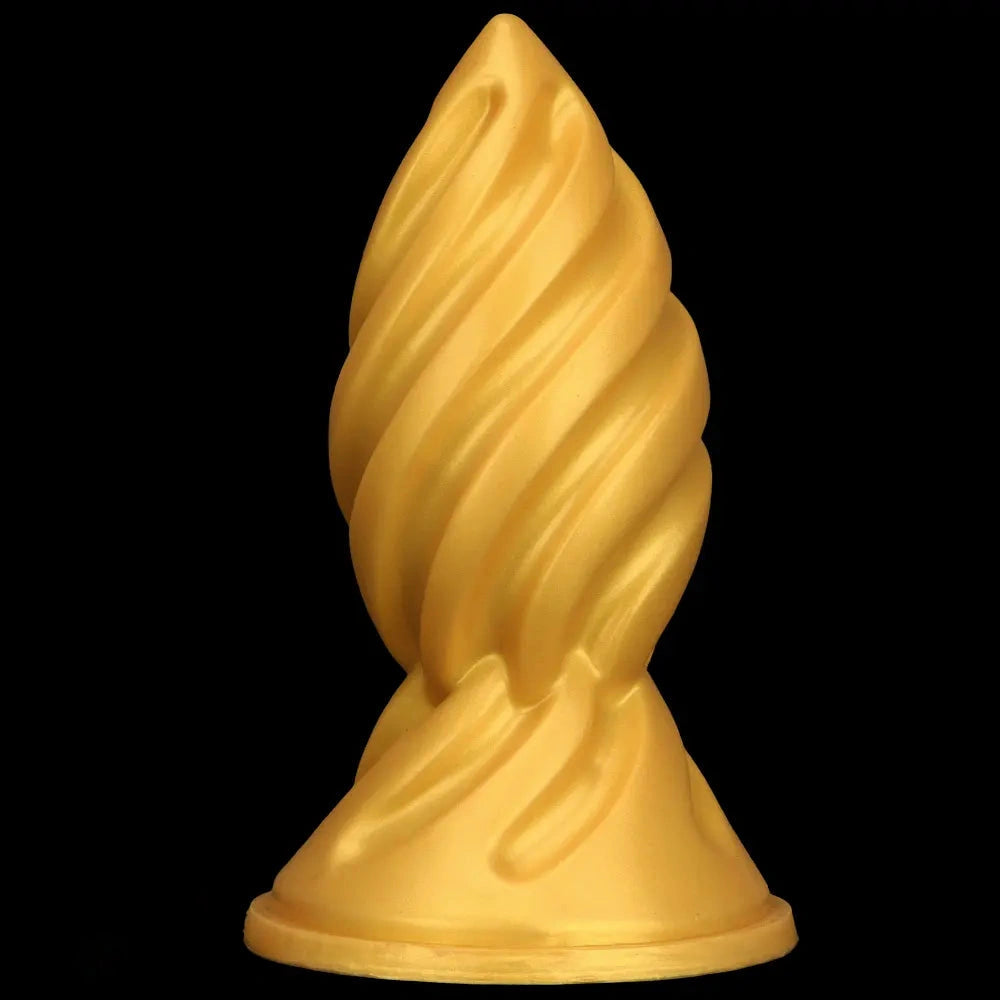 6.49in 7.67in 9.05in 9.84in Golden Silicone Spiral Thread Masturbation Dildo